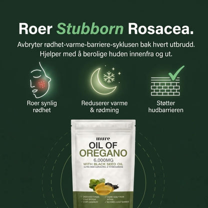 OREGANO & SVARTFRØOLJE – BIDRAR TIL Å ROE ROSACEA INNENFRA OG UT